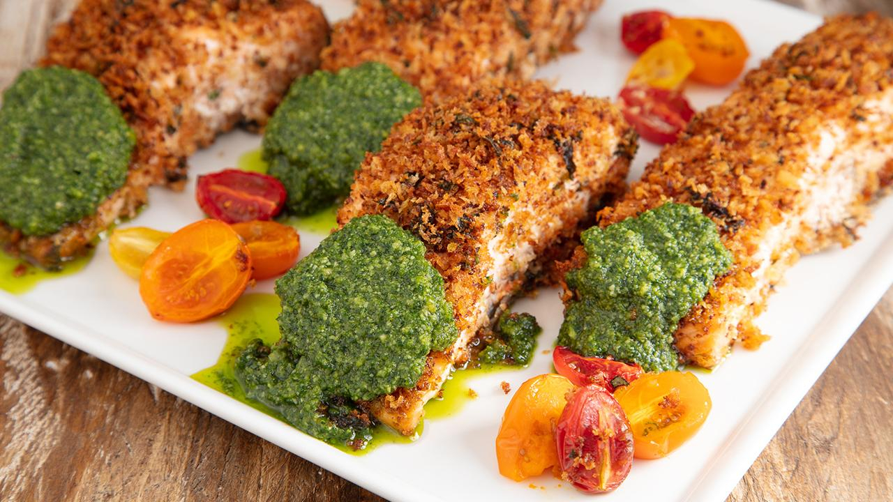 Ekmek Kırıntılı Pestolu Somon Tarifi - Ekmek Kırıntılı Pestolu Somon Nasıl Yapılır?