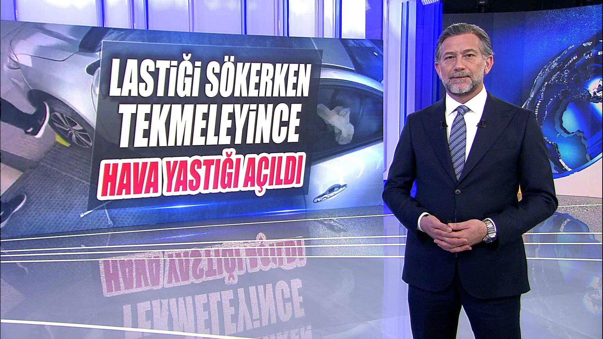 Lastiği sökerken tekmeleyince hava yastığı açıldı