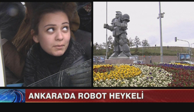 Ankara'da garip robot heykeli!