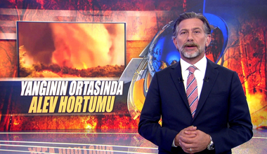Yangının ortasında alev hortumu!