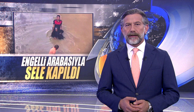 Engelli arabasıyla sele kapıldı
