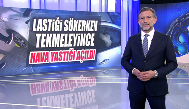 Lastiği sökerken tekmeleyince hava yastığı açıldı