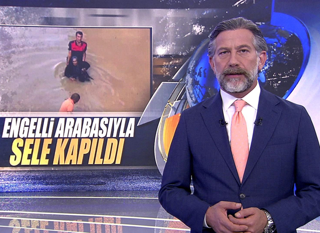 Engelli arabasıyla sele kapıldı