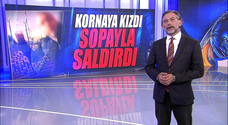 Kornaya kızdı, sopayla saldırdı!